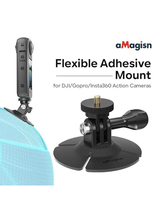 Black Helmet Camera Mount Compatible With DJI Insta360 X4 X5 OSMO Action 4 5 Secure Compact Design - Image 4