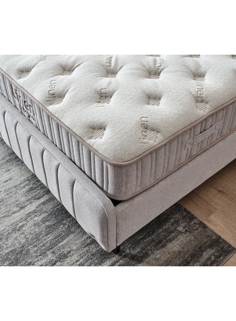 أمسى مرتبة لينين أورجانيك بوكيت معزول الفاخرة - ارتفاع 30 سم، قماش كتان طبيعي، سوست منفصلة لدعم مثالي، تهوية فائقة، نعومة متوسطة، نوم صحي ومريح، صديقة للبيئة - Image 4