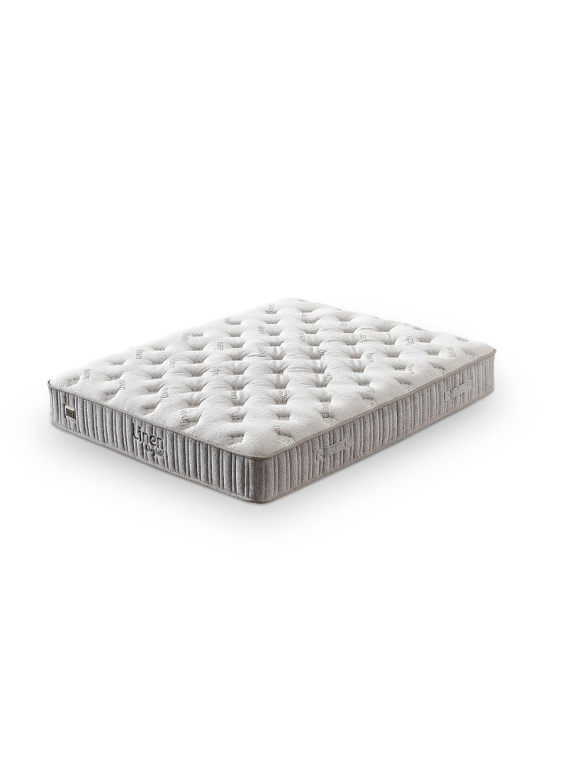 أمسى مرتبة لينين أورجانيك بوكيت معزول الفاخرة - ارتفاع 30 سم، قماش كتان طبيعي، سوست منفصلة لدعم مثالي، تهوية فائقة، نعومة متوسطة، نوم صحي ومريح، صديقة للبيئة - Image 2