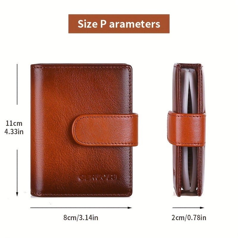 GERUOLA Men's Leather Card Holder with RFID Blocking, Large Capacity, Vintage Style, Purple - Image 3