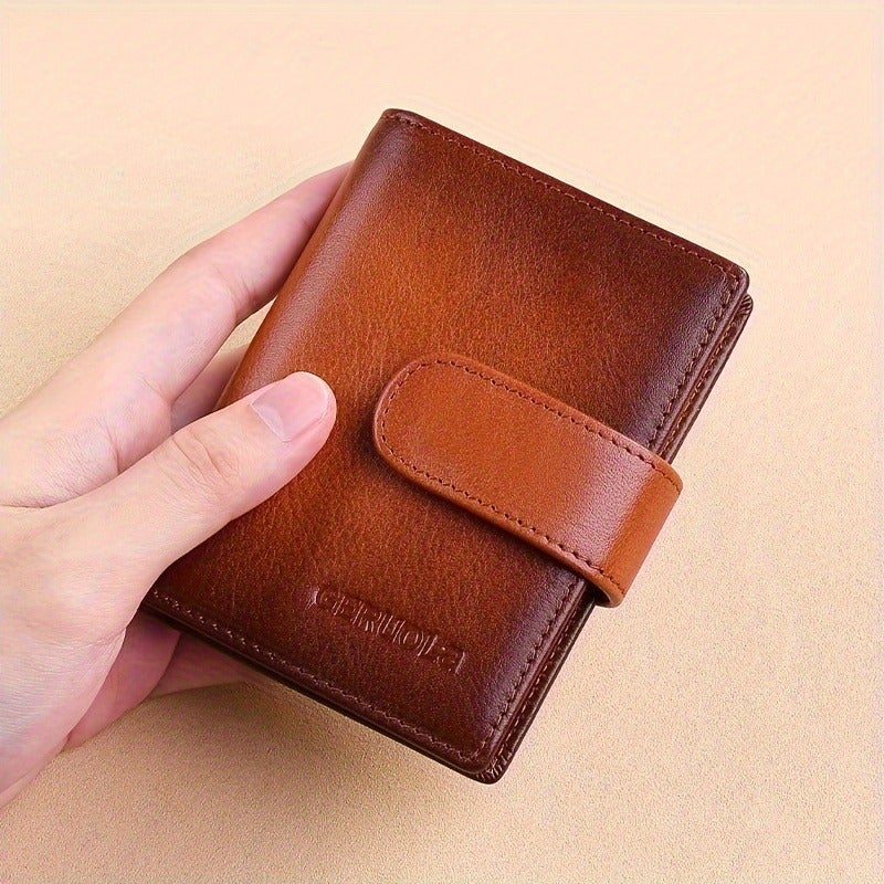 GERUOLA Men's Leather Card Holder with RFID Blocking, Large Capacity, Vintage Style, Purple - Image 5