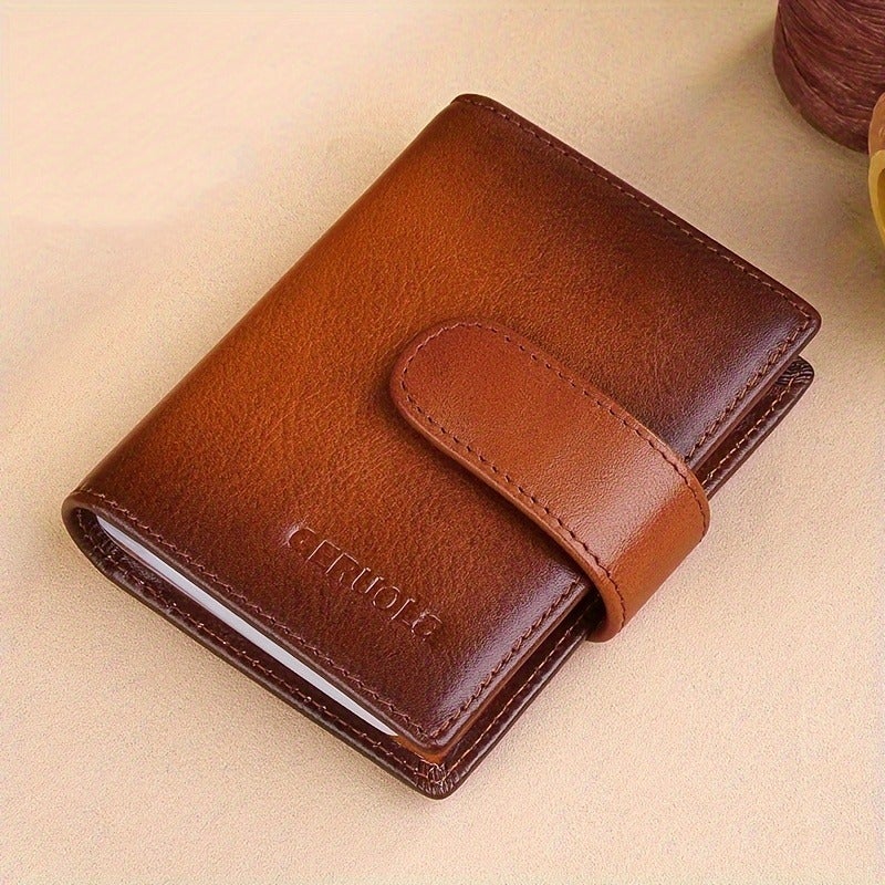 GERUOLA Men's Leather Card Holder with RFID Blocking, Large Capacity, Vintage Style, Purple - Image 4