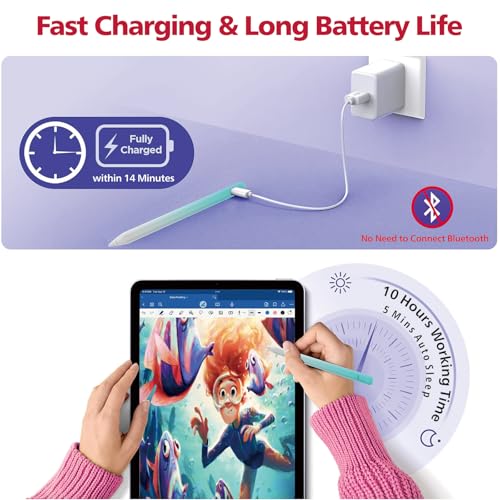 Milikilo Stylus Pen for iPad,14Mins Fast Charge for Apple Pencil,Palm Rejection,Tilt Sensitivity, Pen for iPad11/10/9/8/7/6, Pro 12.9"/11"/13" M4, Mini 6/5, Air 5/4/3/11"-13" M2/M3 with Polishing Cloth - Image 4