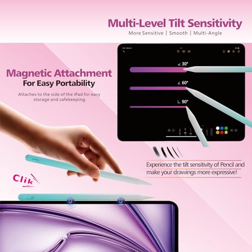 Milikilo Stylus Pen for iPad,14Mins Fast Charge for Apple Pencil,Palm Rejection,Tilt Sensitivity, Pen for iPad11/10/9/8/7/6, Pro 12.9"/11"/13" M4, Mini 6/5, Air 5/4/3/11"-13" M2/M3 with Polishing Cloth - Image 5