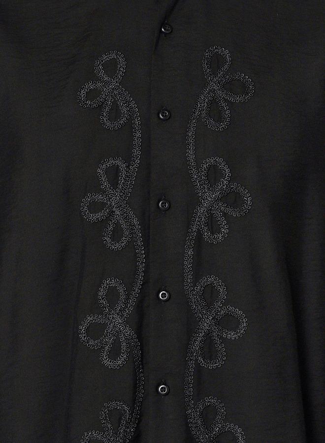 Iconic Men Slim Fit Collared Embroidered Long Sleeves Shirt - Image 2