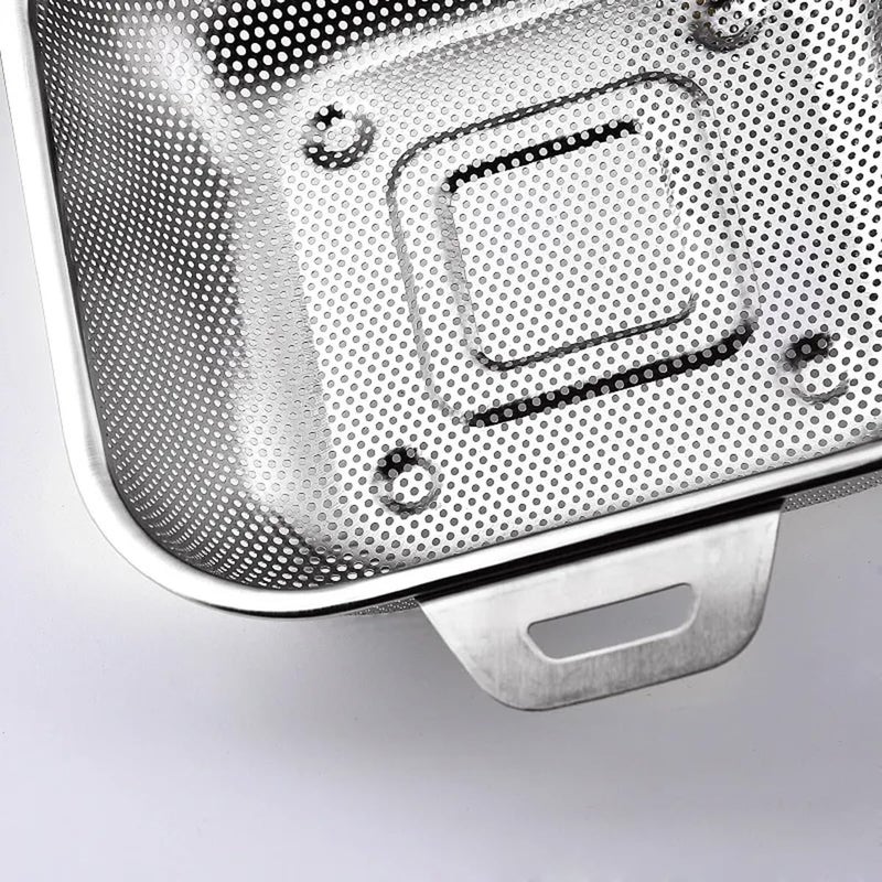 SENTAVIL Stainless Steel SquareShaped Rice Cleaning Baskets for Fruits and Vegetables Perfect for Pasta Noodles and Tools Raise The Basket for Your Washing Bowl Drain Basin1 pc SilverColor - Image 5