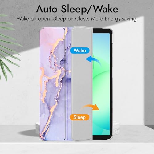 Robustrion Cover for Samsung Galaxy Tab A11 Plus Cover Case 11 inch, Flip Cover Case for Samsung Galaxy Tab A11 Plus Cover/Tab A11+ Tablet Cover with Translucent Back - Marble Lilac - Image 3