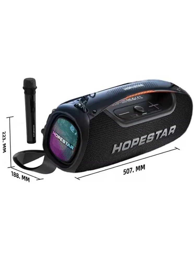 HOPESTAR A60 100W Portable Bluetooth Party Speaker with 15000mAh Battery, IPX6 Waterproof, TWS Function, 8-Hour Playtime, Deep Bass, Colorful Lights, Wireless Mic, and Shoulder Strap for Outdoor & Indoor Use - Image 4