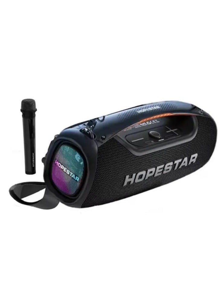 HOPESTAR A60 100W Portable Bluetooth Party Speaker with 15000mAh Battery, IPX6 Waterproof, TWS Function, 8-Hour Playtime, Deep Bass, Colorful Lights, Wireless Mic, and Shoulder Strap for Outdoor & Indoor Use - Image 3
