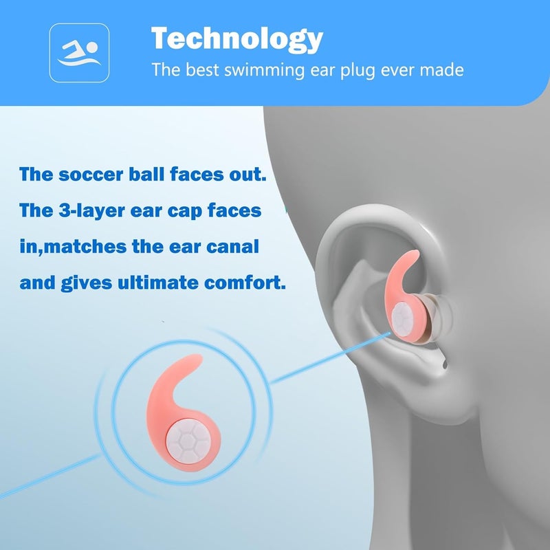 SOLARAE Kids Swimming EarPlugs, 3 Pairs Silicone Children's Swimming Earplugs, Reusable Children's Swimming Earplugs for Swimming/Surfing/Diving, Recommended for 4-12 Years Olds and Small Ear Teen - Image 3