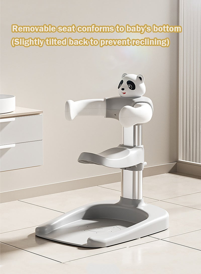 مس تيارا حامل استحمام للأطفال مع مقعد صغير قابل للفصل، محطة استحمام باندا قابلة لتعديل الارتفاع مع قاعدة غير قابلة للانزلاق، مساعد استحمام محمول، حامل استحمام ذكي لتدفق المياه، حامل استحمام باندا قابل للعناق للأطفال الرضع والأطفال الصغار - Image 4