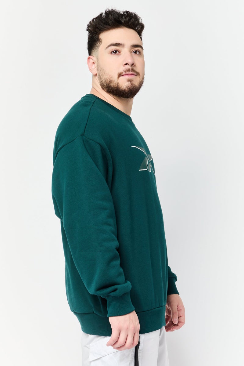 Reebok Men Sportswear Fit Long Sleeve Outdoor Sweatshirt, Forest Green - Image 3