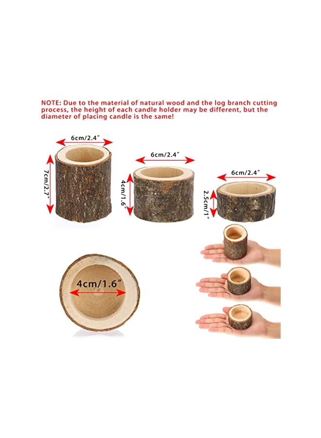 The Bros Wooden Tea Light Candle Holders Votive Candle Holders Set, 12 Pcs Rustic Wooden Pillar Candle Stands Vintage Wooden Tealight Holders Candle Centerpieces for Wedding Table Party, 3 Sizes - Image 3