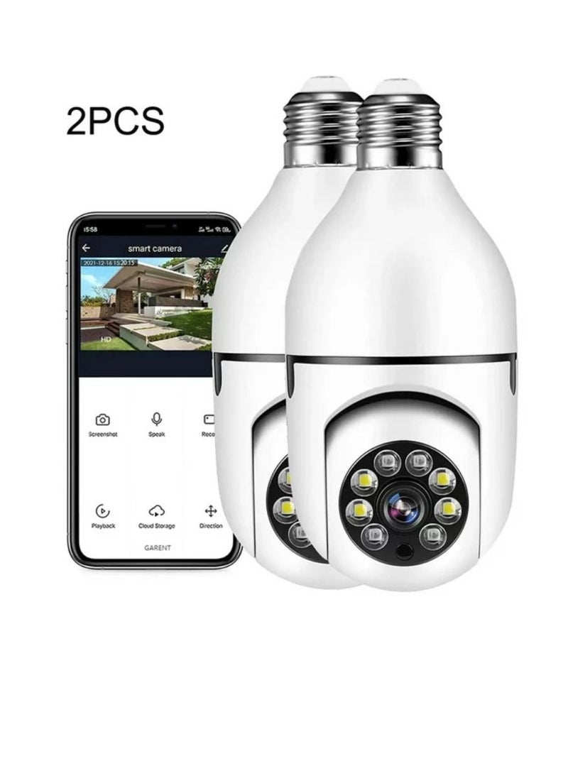 ELTRAZONE 2 Pcs 1080P Security Camera Wi-Fi Light Bulb Camera Pan Tilt Surveillance CCTV Camera With Voice Intercom Motion Detection And Alerts Remote View Night Vision For Indoor Outdoor Use - Image 1