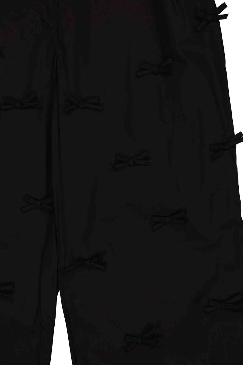 MSGM Women Regular Fit Ribbon Detail Culotte Pants, Black - Image 5