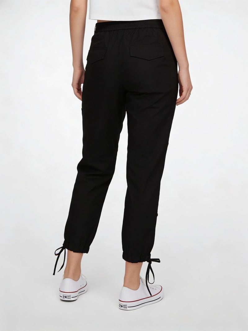 MSGM Women Regular Fit Ribbon Detail Culotte Pants, Black - Image 3