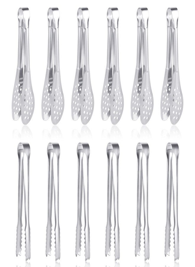 Dmoera 12 Pack Premium Small Serving Tongs, Dmoera Mini Stainless Steel Appetizer Tongs, 5Inch,5.2Inch(12.7cm) - Image 1