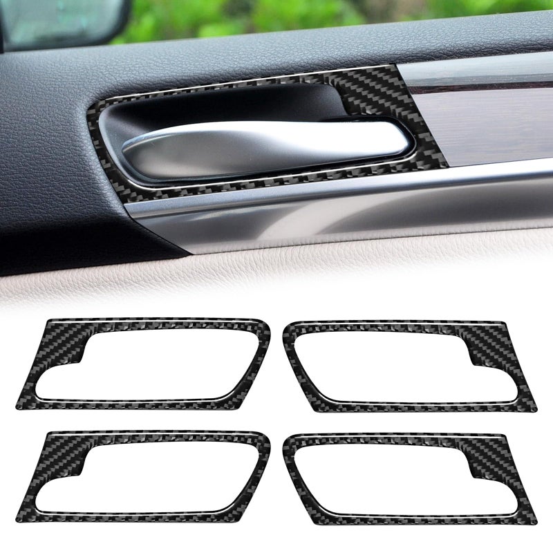 BLAKAYA Compatible with Carbon Fiber Interior Door Handle Frame Interior Decoration Sticker for BMW X5 E70 X6 E71 2008 2009 2010 2011 2012 2013 4PCS Black - Image 2