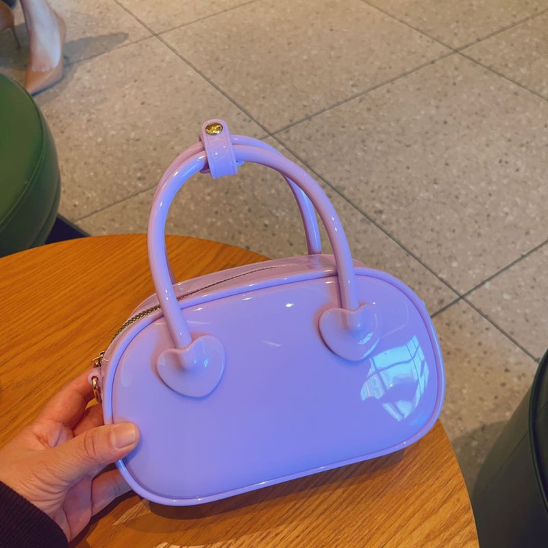 2024 New PVC jelly bag summer candy color shoulder crossbody mini bag fashion portable pillow womens bag Purple - Image 1