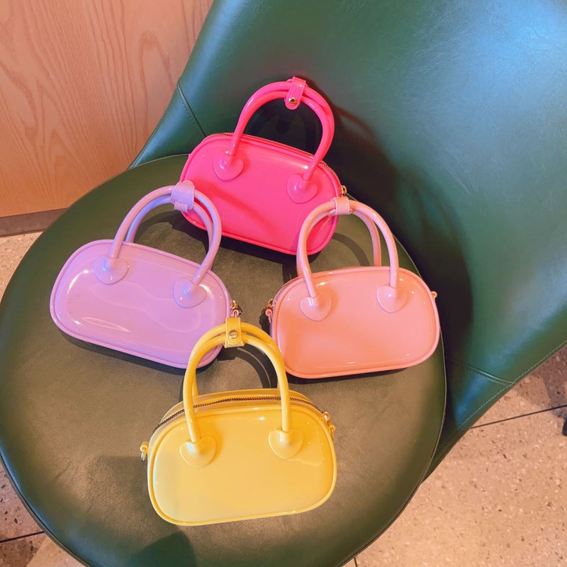 2024 New PVC jelly bag summer candy color shoulder crossbody mini bag fashion portable pillow womens bag Purple - Image 5