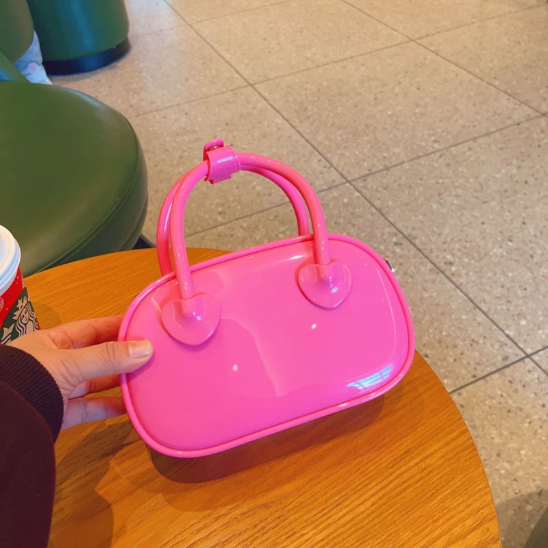 2024 New PVC jelly bag summer candy color shoulder crossbody mini bag fashion portable pillow womens bag Purple - Image 2