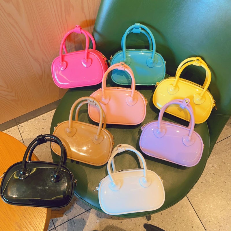 2024 New PVC jelly bag summer candy color shoulder crossbody mini bag fashion portable pillow womens bag Purple - Image 4