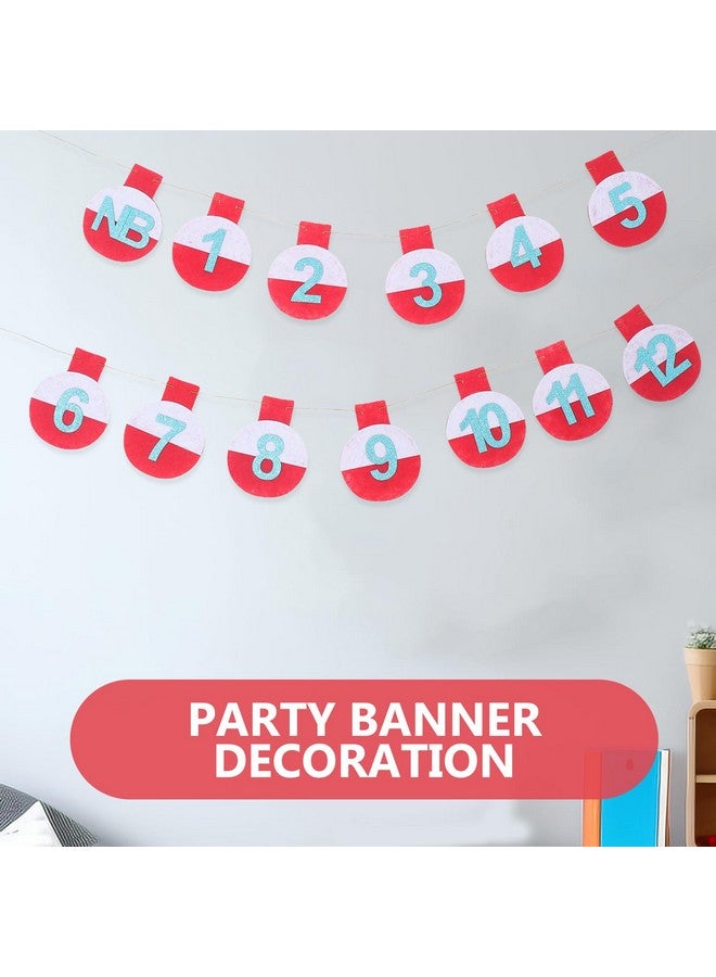 Amosfun Fishing Baby Monthly Photo flag banner 1st birthday photo garland first birthday picture banner baby 12 month photo banner 1 year birthday photo banner Dessert table cake supplies - Image 5