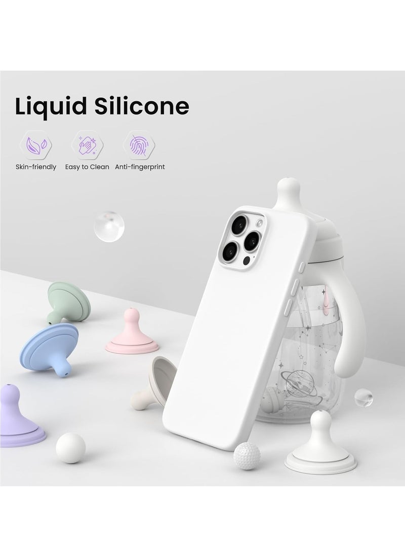 new Premium Soft Liquid Silicone Case for iPhone 16 Pro – Silky and Soft Touch Series Full-Body Protective Bumper (White) - Image 3