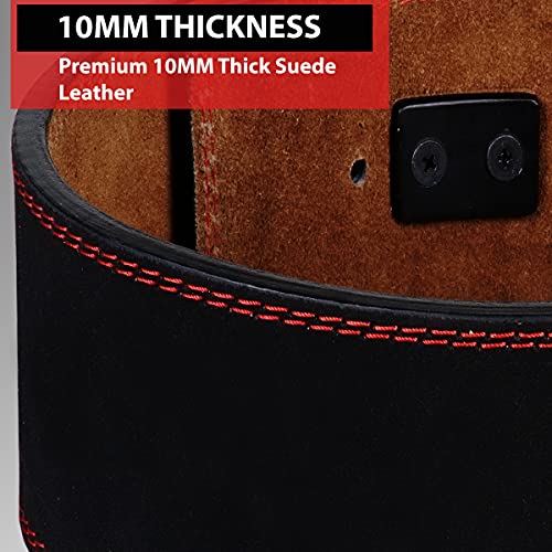IBRO Powerlifting Lever Gym Belt, Power 10MM Extreme Heavy Duty Genuine Leather Belts - Squats Deadlifts Bodybuilding Weight Lifting IPF Power Lifting Strongman for Men BlackTan XXL - Image 3