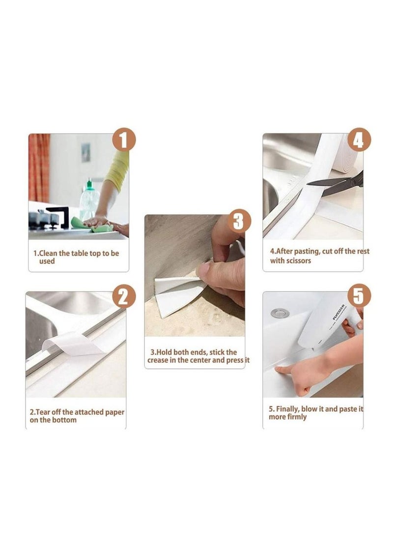 Generic - Multifunction Waterproof Sealing Tape Strip White PVC Self Adhesive Waterproof Wall Sticker for Bathroom and Kitchen - Image 1