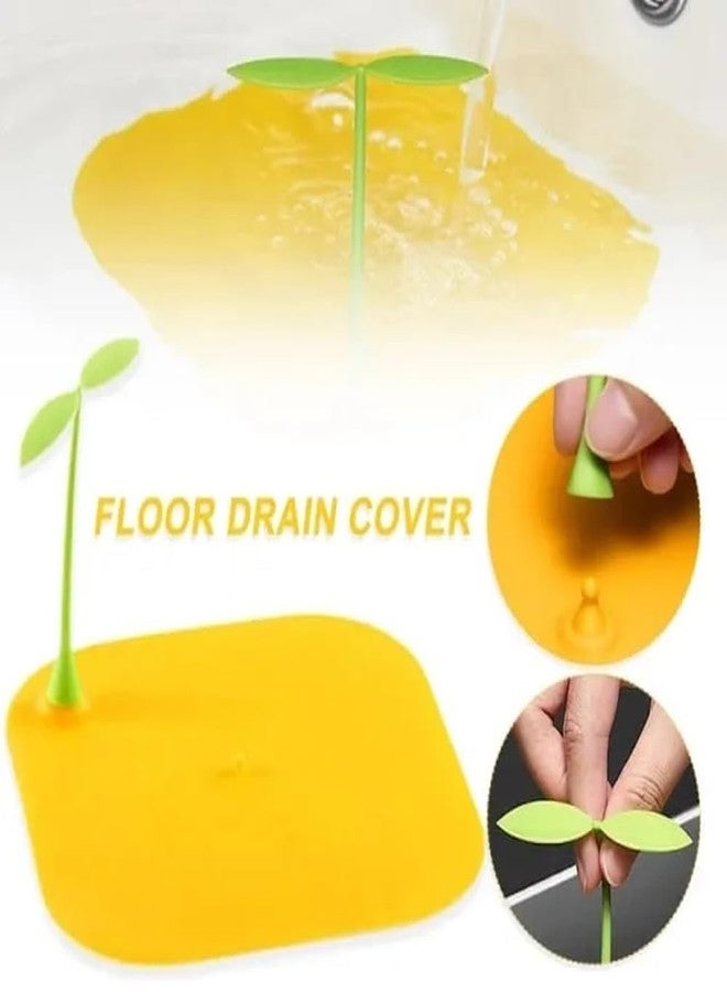 9UP® Silicone Bean Sprout Floor Drain - 3Pcs | Toilet Anti Smell Floor Drain Cover | Bathroom Sink Filter & Hair Catcher | Silicone Kitchen Sink Stopper | Bathroom Drain Stopper (3pcs, Colour-Yellow) - Image 4