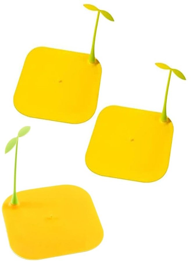 9UP® Silicone Bean Sprout Floor Drain - 3Pcs | Toilet Anti Smell Floor Drain Cover | Bathroom Sink Filter & Hair Catcher | Silicone Kitchen Sink Stopper | Bathroom Drain Stopper (3pcs, Colour-Yellow) - Image 2