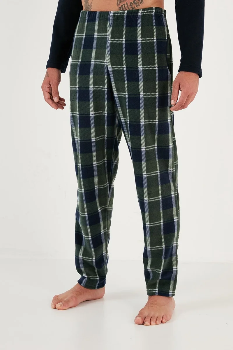 Buratti Plaid Regular Fit Crew Neck Winter Polar Fleece Pajama Set Men's Pajama Set 609610013W4