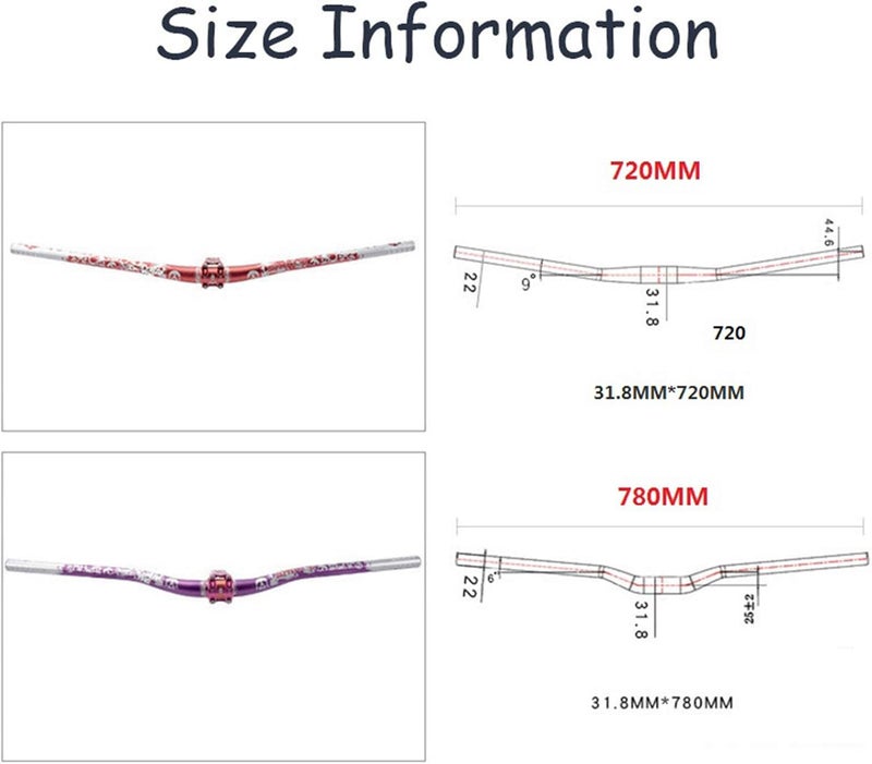 klarako Mountain Bike Bicycle Handlebars Downhill Bicycle Riser Bar 31.8mm 720mm/780mm Handlebar - Image 2