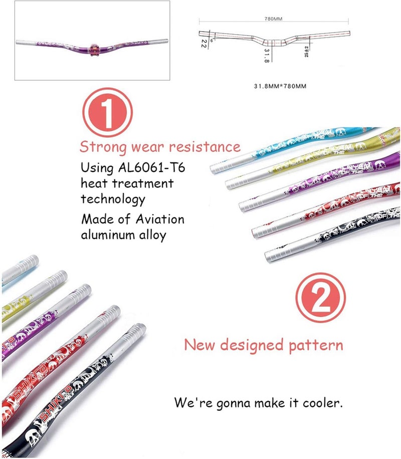 klarako Mountain Bike Bicycle Handlebars Downhill Bicycle Riser Bar 31.8mm 720mm/780mm Handlebar - Image 4