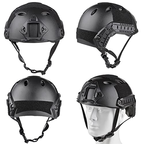 VPZENAR Airsoft Helmet, Black PJ Tactical Helmet with Ear Protection and Night Vision Mount,Airsoft Goggles and Airsoft Balaclava Mask,Airsoft Gear and Tactical Gear - Image 2