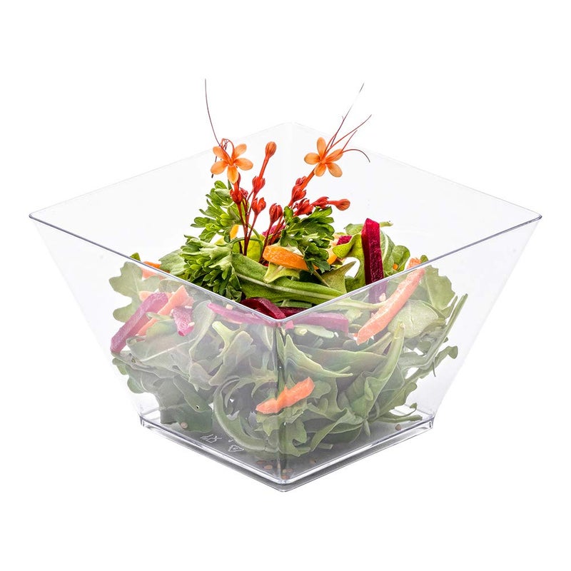 Restaurantware 16 Ounce Plastic Salad Bowls 100 Square Disposable Entree Bowls  Disposable Recyclable Clear Plastic Plastic Square Bowls Large For Appetizers Or Desserts  Restaurantware