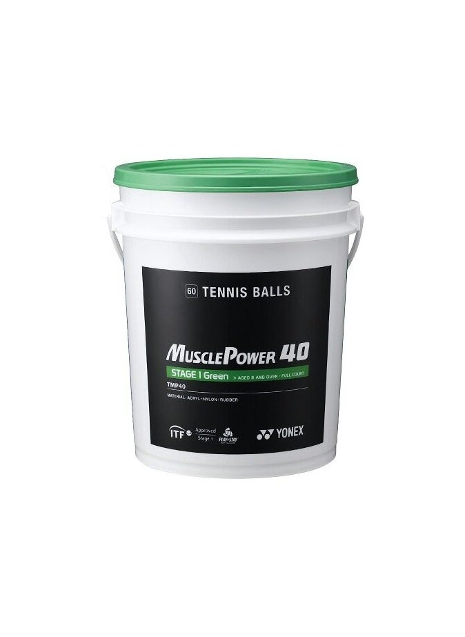 Yonex Yonex Muscle Power 40 Tennis Balls – Pack of 60 (Drum) | Premium Pressurized Balls for Tournament & Training | Long-Lasting Bounce & Spin | ITF Approved  - Image 1