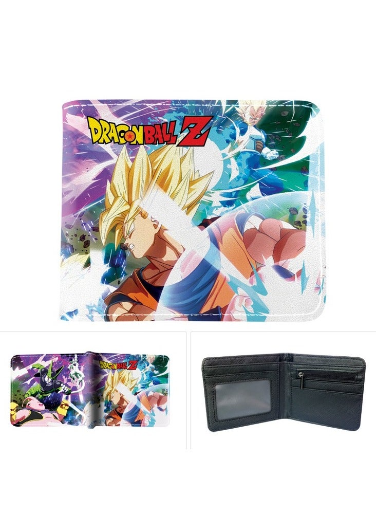 KUYING Anime Dragon Ball Short PU Leather Folding Wallet Large Capacity Storage Card Bag 