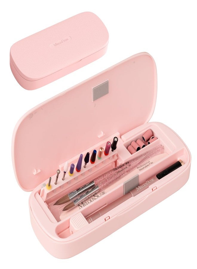MelodySusie [2025 محدث] صندوق تخزين أدوات الأظافر من ميلودي سوزي، حامل عرض محمول مضاد للغبار، منظم حاوية لملحقات المانيكير، حقيبة مجموعة مثقاب الأظافر، صالون السفر المنزلي، وردي (صندوق فقط) - Image 1