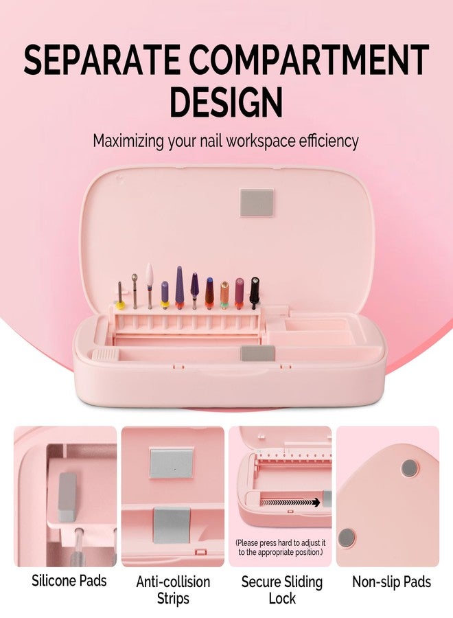 MelodySusie [2025 محدث] صندوق تخزين أدوات الأظافر من ميلودي سوزي، حامل عرض محمول مضاد للغبار، منظم حاوية لملحقات المانيكير، حقيبة مجموعة مثقاب الأظافر، صالون السفر المنزلي، وردي (صندوق فقط) - Image 4