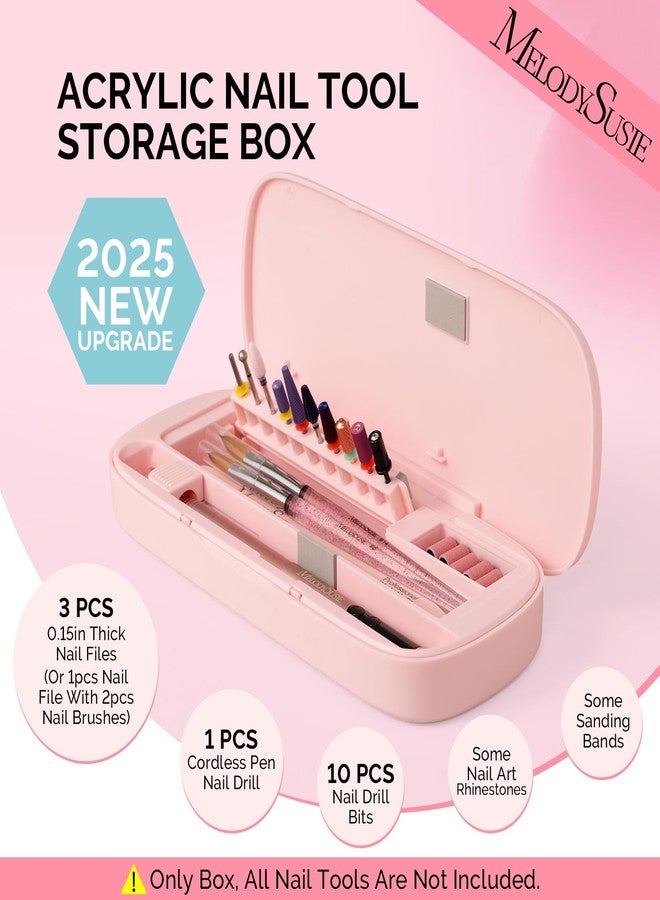 MelodySusie [2025 محدث] صندوق تخزين أدوات الأظافر من ميلودي سوزي، حامل عرض محمول مضاد للغبار، منظم حاوية لملحقات المانيكير، حقيبة مجموعة مثقاب الأظافر، صالون السفر المنزلي، وردي (صندوق فقط) - Image 2