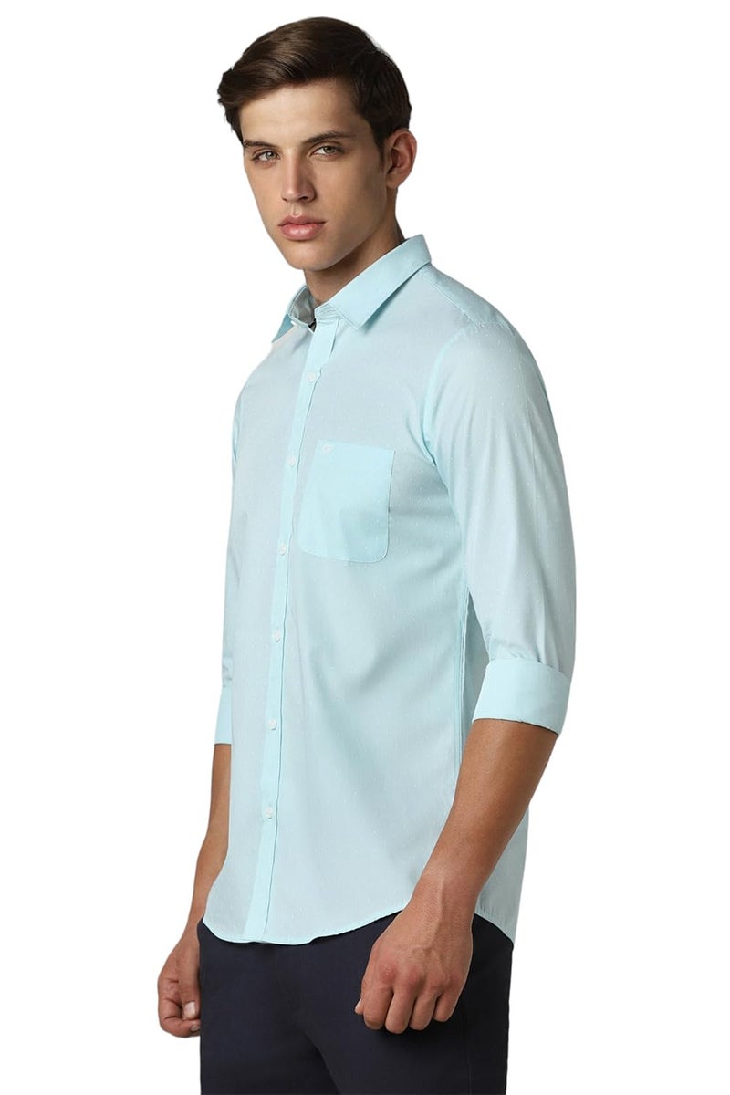 Peter England Men's Printed Slim Fit Casual Shirt Aqua - Image 2