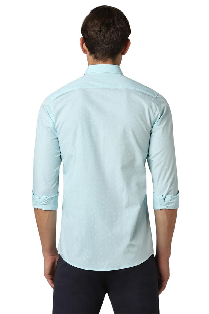 Peter England Men's Printed Slim Fit Casual Shirt Aqua - Image 3