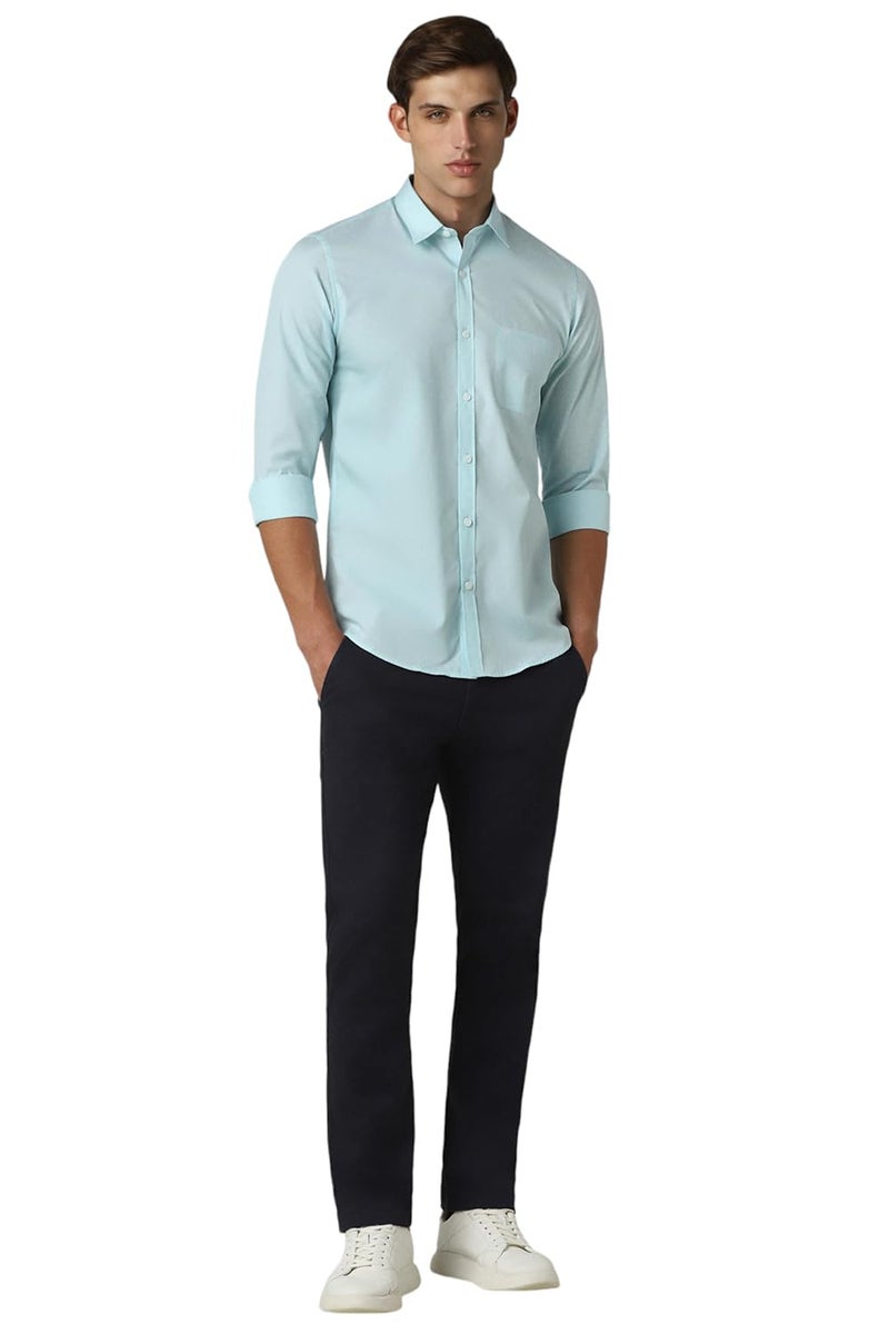 Peter England Men's Printed Slim Fit Casual Shirt Aqua - Image 4