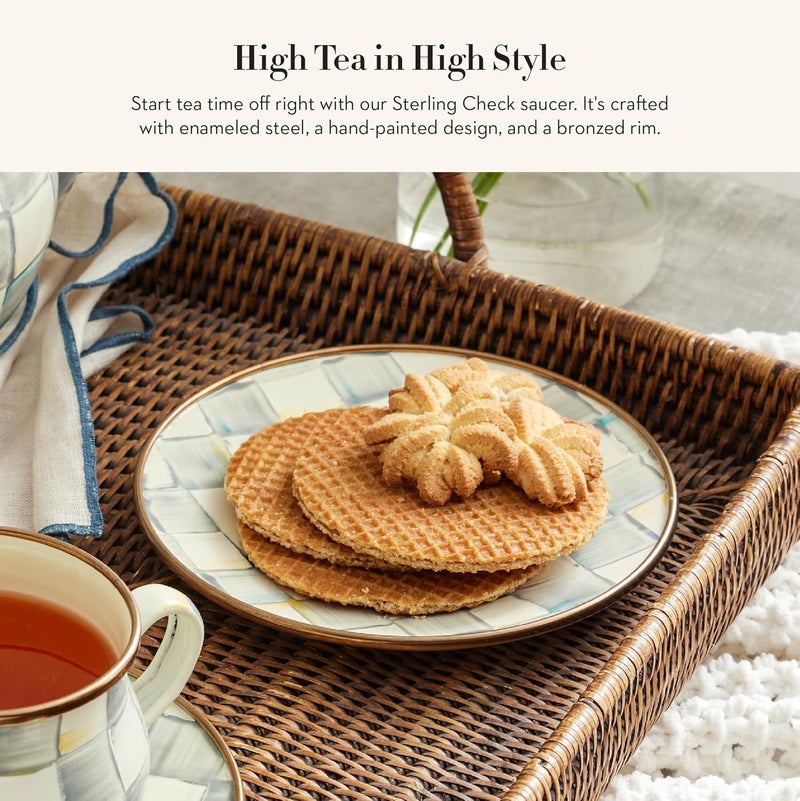 mackenzie childs MACKENZIECHILDS Enamel Saucer Small Enamel Plate for Teacups GrayandWhite Sterling Check - Image 2