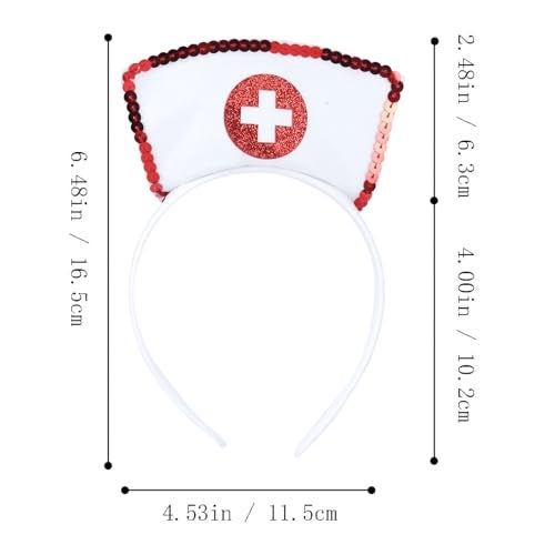 Soochat Nurse Hat Headband with Red Cross Nurse Graduation Headband - Halloween Cosplay Props Costume Accessory - Image 2
