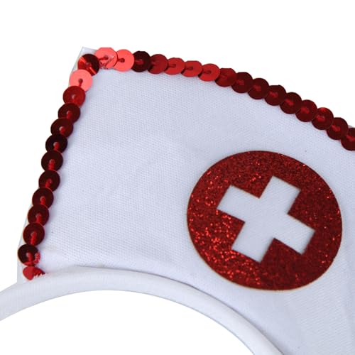 Soochat Nurse Hat Headband with Red Cross Nurse Graduation Headband - Halloween Cosplay Props Costume Accessory - Image 4