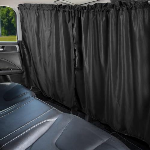 STHIRA® Car Blackout Curtain & Divider Curtain for SUV Van, 2Pcs Universal Car Window Shades and Privacy Partition Shade with Tension Cords, Upholstery Protection Blackout Sheer 140x80cm - Image 1