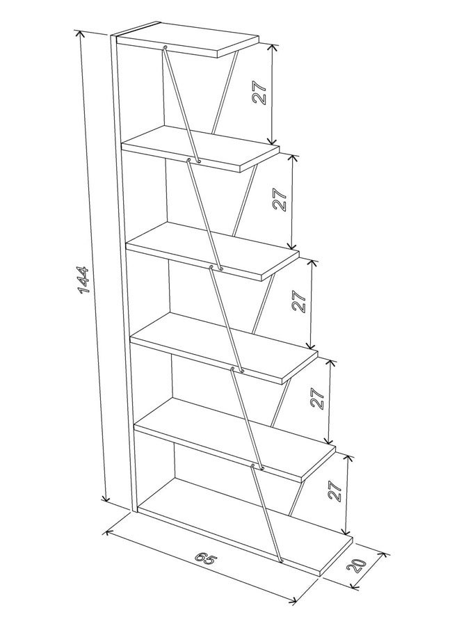 Home Canvas Rafevi Tars Modern Mini Book Shelves for Living Room or Study Room, Easy Assembly Book Shelf- Walnut and Chrome - Image 4